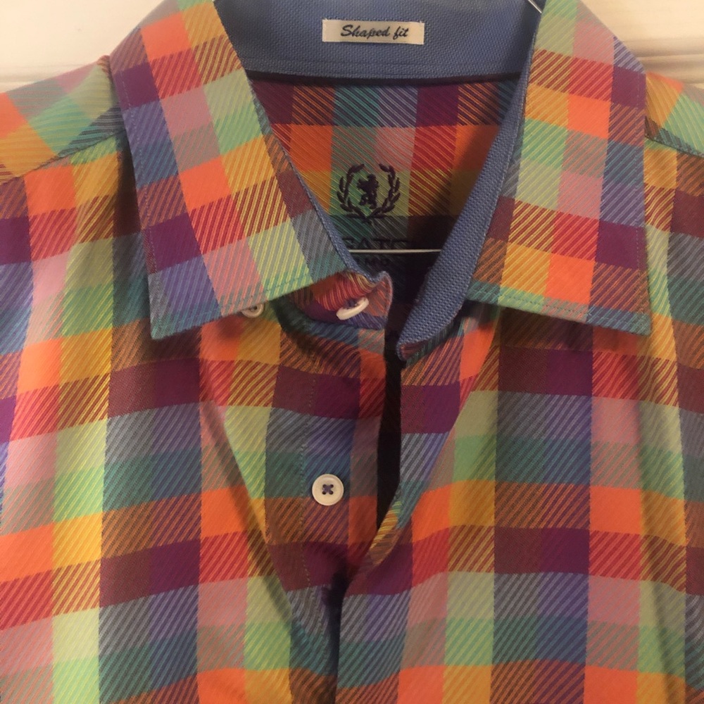 Bugatchi Shaped Fit Casual Colorful Plaid Like New